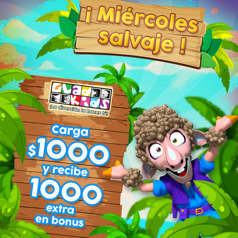 Miércoles Salvaje 2x1 - Recarga $1,000.00 y Recibe 1000 extra en bonus